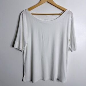 Chico's White Ultimate Tee Elbow Sleeve Stretch Medium Chicos 1 Basic Casual